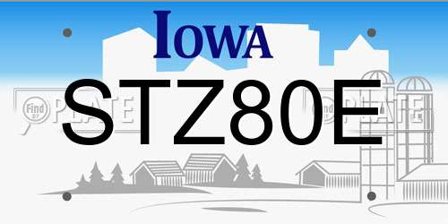 STZ80E Iowa License Plate