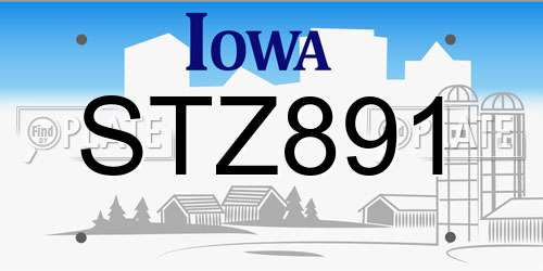 STZ891 Iowa License Plate