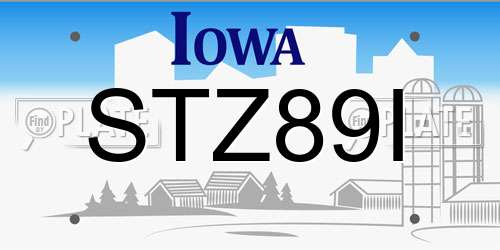STZ89I Iowa License Plate