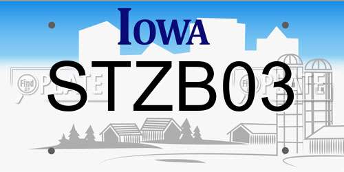 STZB03 Iowa License Plate