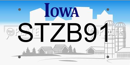 STZB91 Iowa License Plate