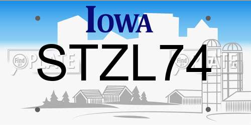 STZL74 Iowa License Plate