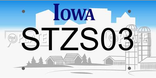 STZS03 Iowa License Plate