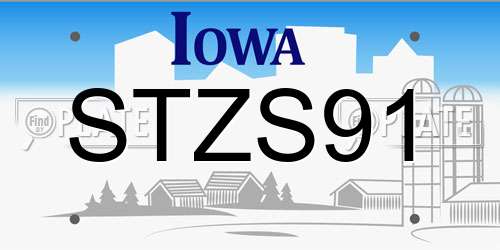 STZS91 Iowa License Plate