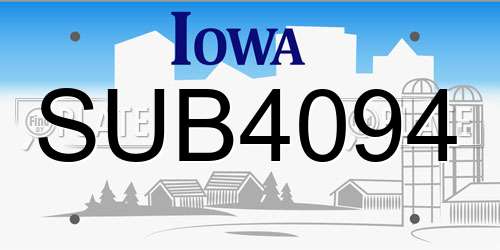 SUB4094 Iowa License Plate