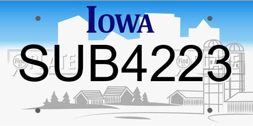 SUB4223 Iowa License Plate