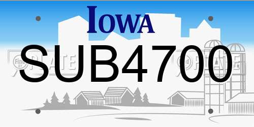 SUB4700 Iowa License Plate