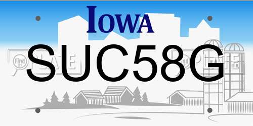 SUC58G Iowa License Plate