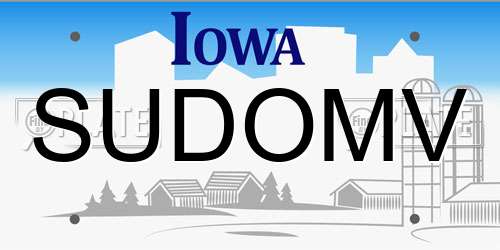 SUDOMV Iowa License Plate