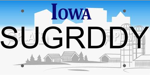 SUGRDDY Iowa License Plate