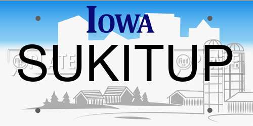 SUKITUP Iowa License Plate