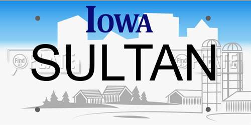 SULTAN Iowa License Plate