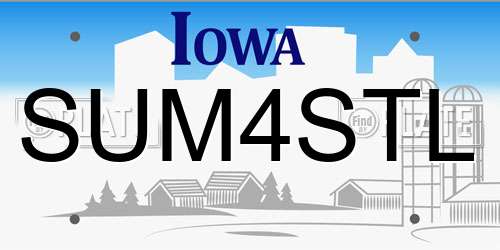 SUM4STL Iowa License Plate
