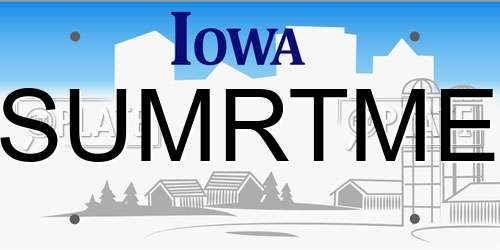 SUMRTME Iowa License Plate