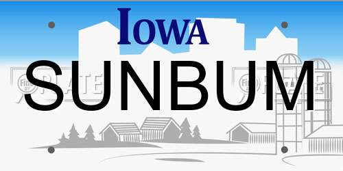 SUNBUM Iowa License Plate