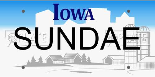 SUNDAE Iowa License Plate