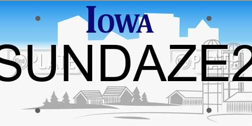 SUNDAZE2 Iowa License Plate