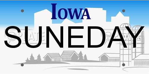 SUNEDAY Iowa License Plate