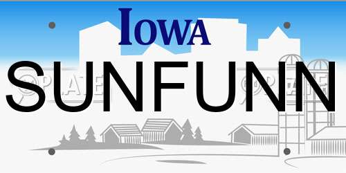 SUNFUNN Iowa License Plate