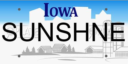 SUNSHNE Iowa License Plate