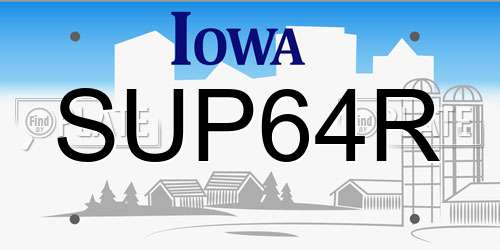 SUP64R Iowa License Plate