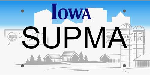 SUPMA Iowa License Plate