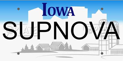 SUPNOVA Iowa License Plate