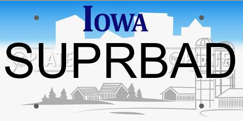 SUPRBAD Iowa License Plate