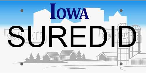 SUREDID Iowa License Plate