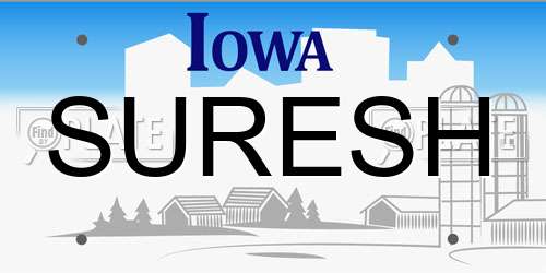 SURESH Iowa License Plate