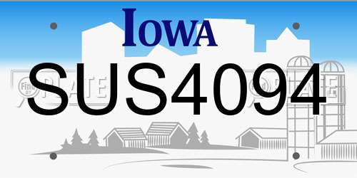 SUS4094 Iowa License Plate