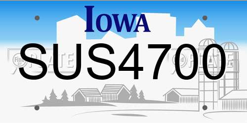 SUS4700 Iowa License Plate