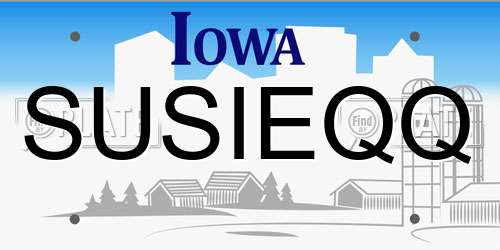SUSIEQQ Iowa License Plate