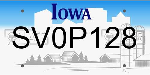 SV0P128 Iowa License Plate