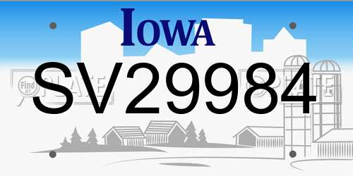 SV29984 Iowa License Plate