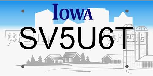 SV5U6T Iowa License Plate