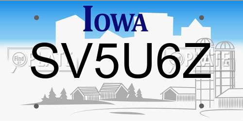 SV5U6Z Iowa License Plate