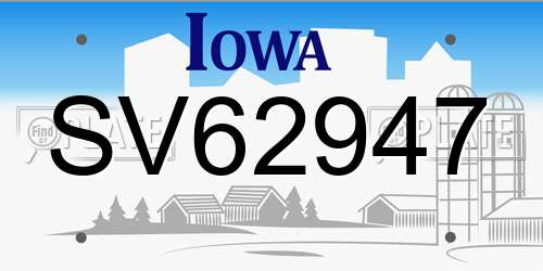 SV62947 Iowa License Plate