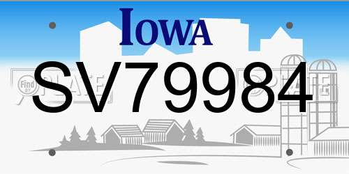 SV79984 Iowa License Plate