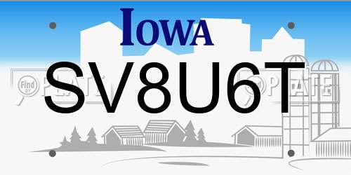 SV8U6T Iowa License Plate