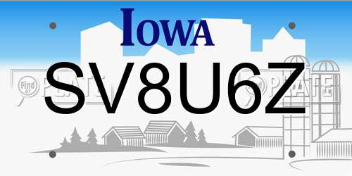 SV8U6Z Iowa License Plate