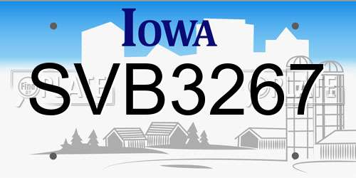 SVB3267 Iowa License Plate