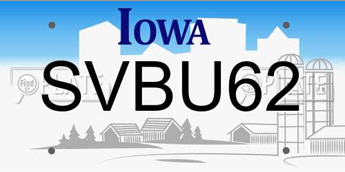 SVBU62 Iowa License Plate