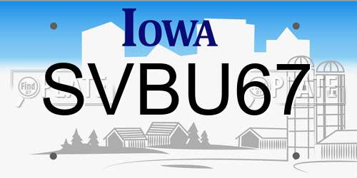 SVBU67 Iowa License Plate