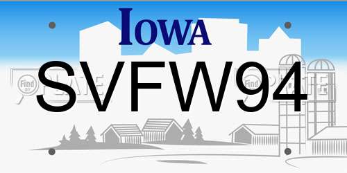 SVFW94 Iowa License Plate