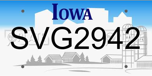 SVG2942 Iowa License Plate