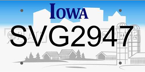 SVG2947 Iowa License Plate