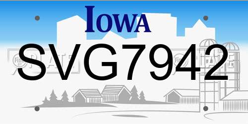 SVG7942 Iowa License Plate