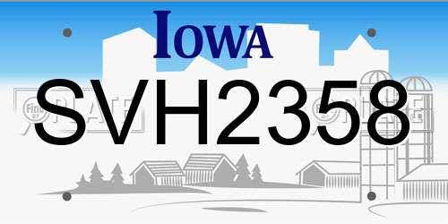 SVH2358 Iowa License Plate