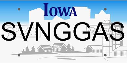 SVNGGAS Iowa License Plate